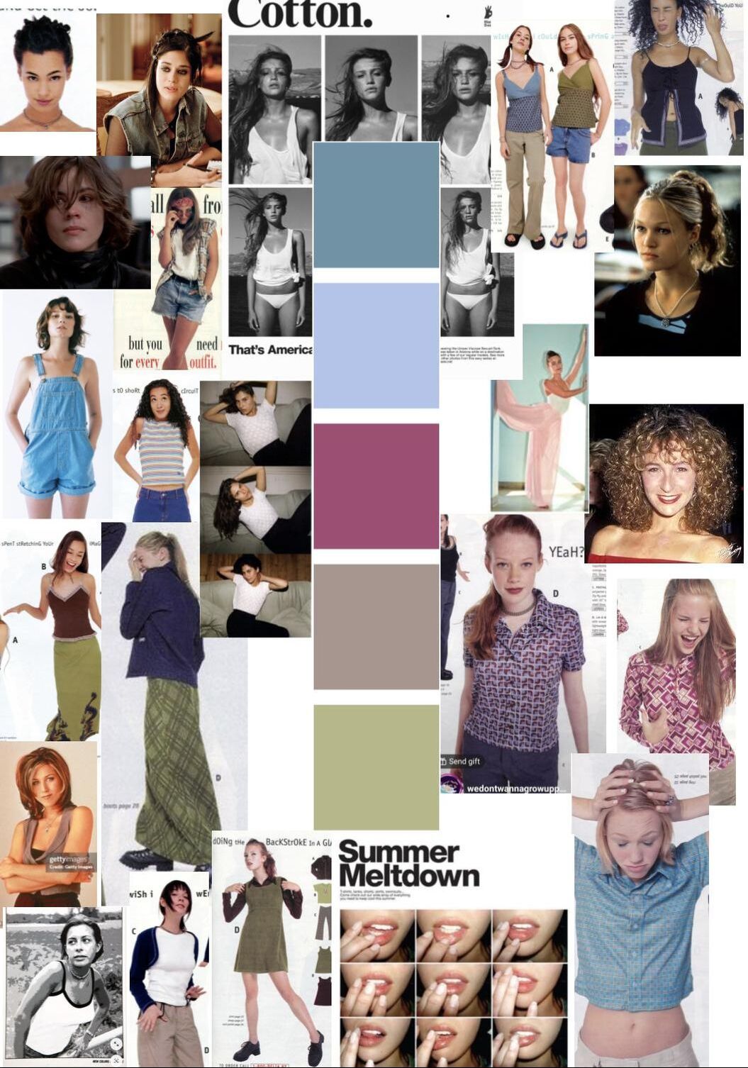 Mood board for the play Almost Fairy Time including a color palette and many photos from American Apparel