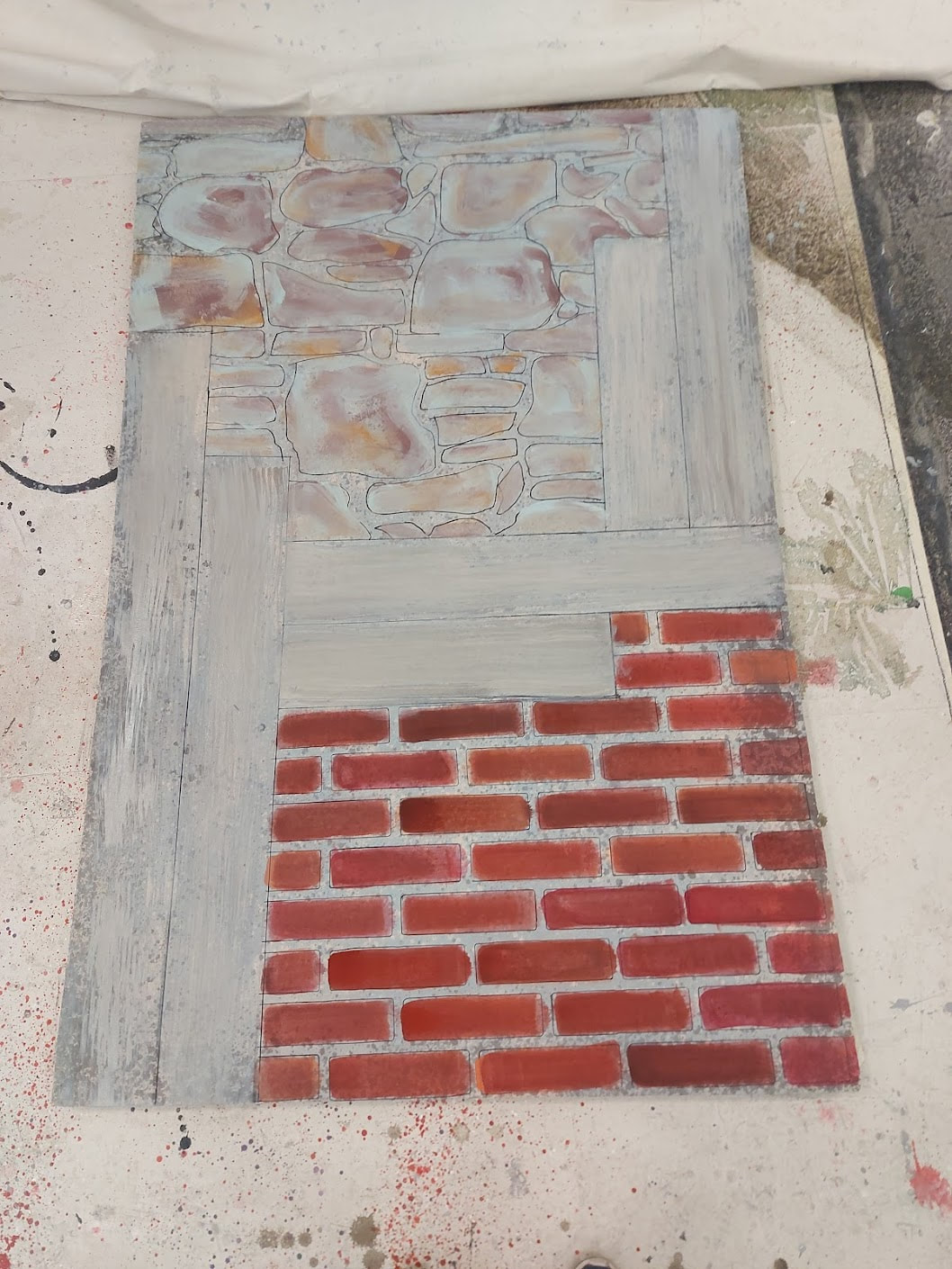 base red bricks painted and base stone color